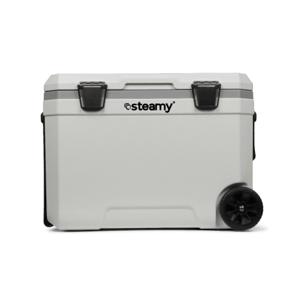 Steamy Marine 45 Roller (45 Liter) Kühlbox mit Rollen Weiß + 2x Kühlelement Large mit großem Rabatt