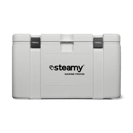Steamy Marine Pro 120 (120 Liter) Kühlbox Weiß + 1x Kühlelement XXL mit großem Rabatt