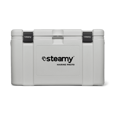 Steamy Marine Pro 70 (70 Liter) Kühlbox Weiß + 1x Kühlelement XXL mit großem Rabatt