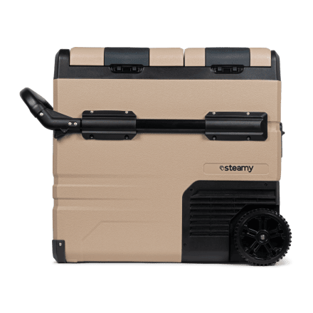 Steamy-E Dual Zone Roller Elektrische Kompressor-Kühlbox mit Rollen (54 Liter)